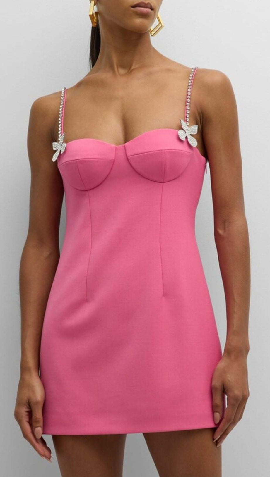 BUTTERFLY CRYSTAL DETAIL MINI DRESS IN PINK