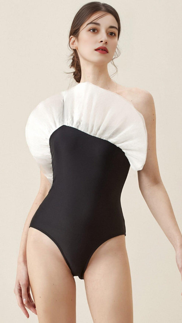 AIIZIE NET YARN RUFFLE ONE PIECE SWIMSUIT - product image