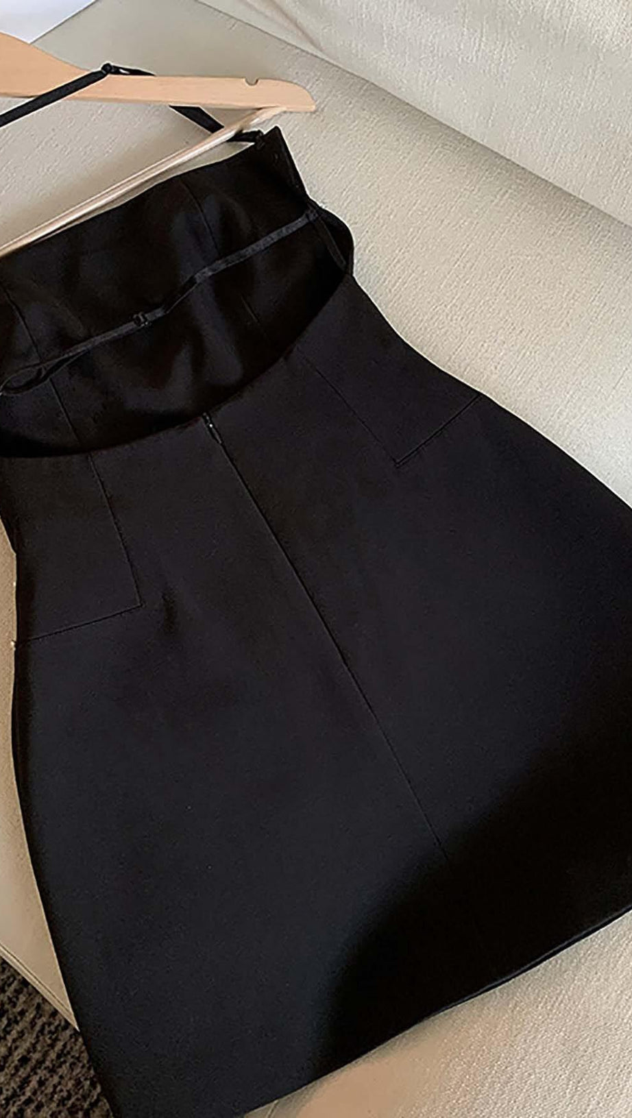 CRYSTAL BEADING STRAPLESS MINI DRESS IN BLACK