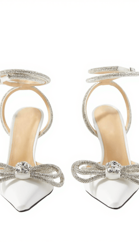 DÉCOLLETÉ LAILA BOW IN RASO DI CRISTALLO BIANCO