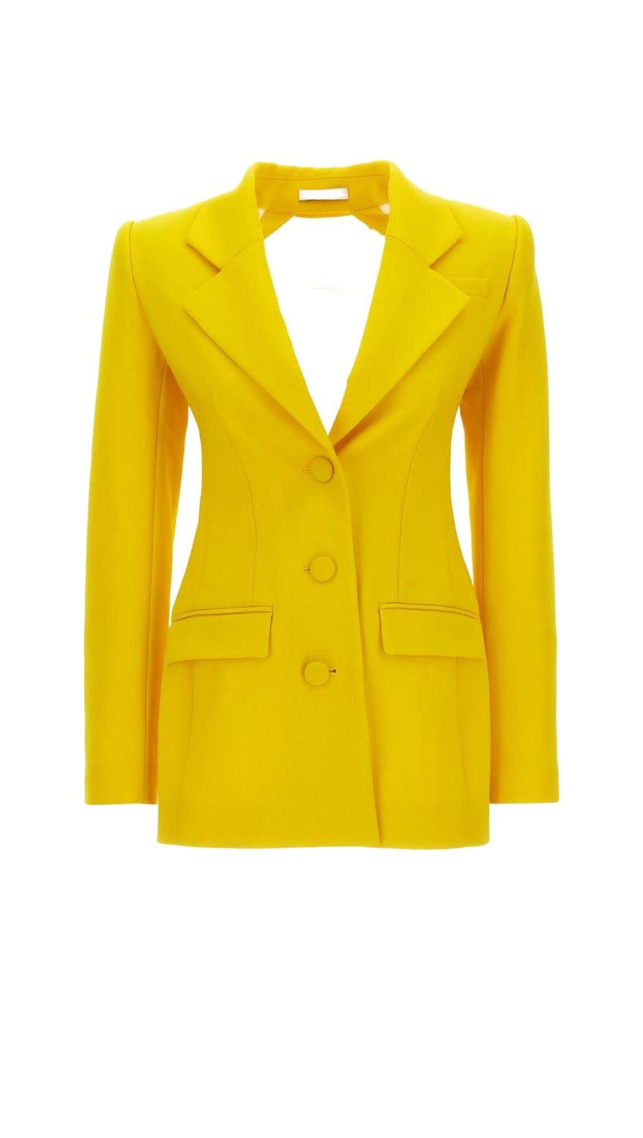 CRYSTAL OPEN BACK JACKET DRESS IN YELLOW