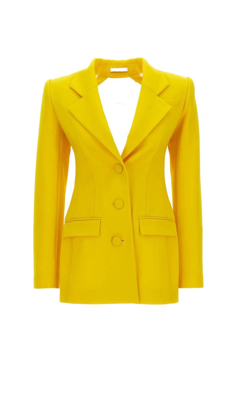 CRYSTAL OPEN BACK JACKET DRESS IN YELLOW