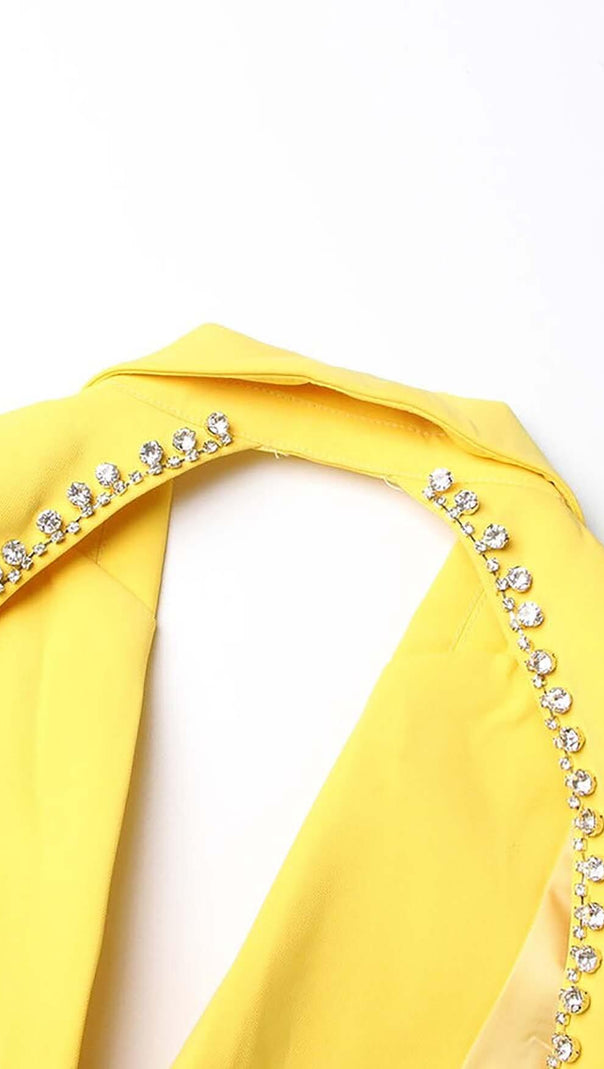 AIIZIE CRYSTAL OPEN BACK JACKET DRESS IN YELLOW - product image