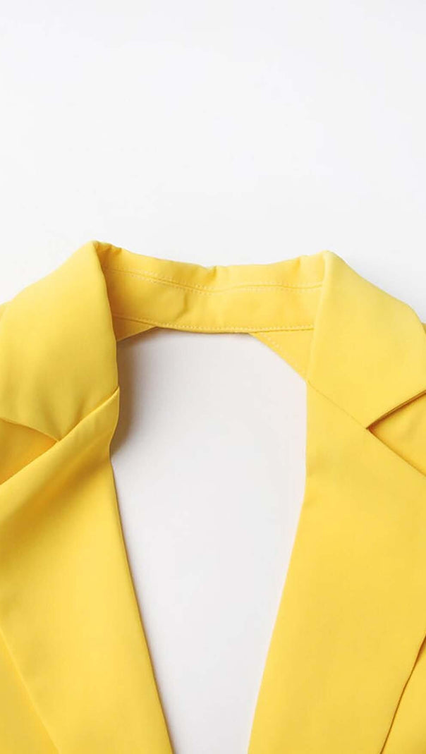 AIIZIE CRYSTAL OPEN BACK JACKET DRESS IN YELLOW - product image