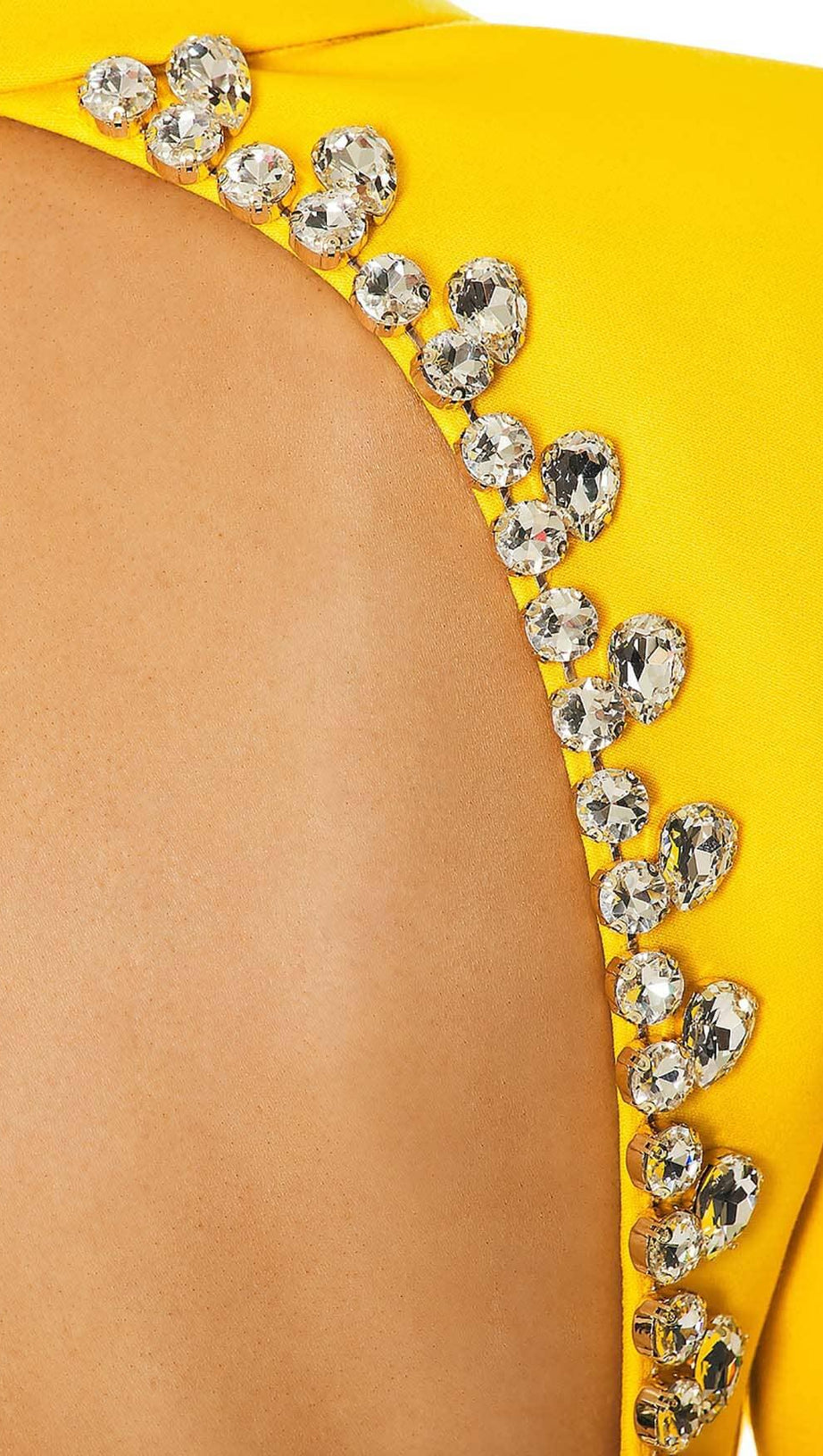 Kristallklares, rückenfreies Jackenkleid in Gelb