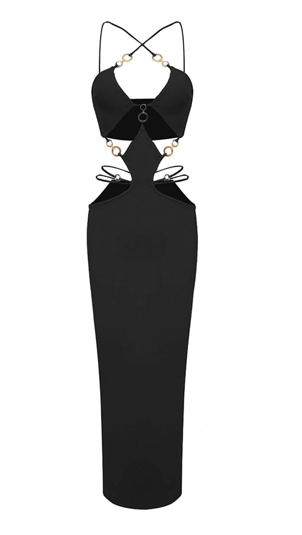 AIIZIE CUTOUT CHAIN MAXI DRESS IN BLACK - product image