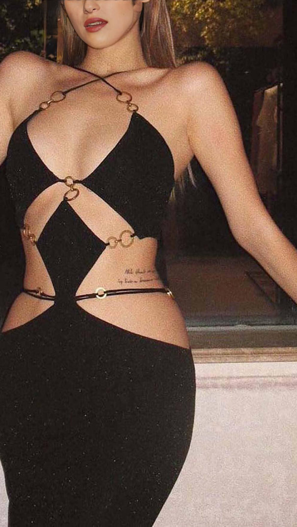 AIIZIE CUTOUT CHAIN MAXI DRESS IN BLACK - product image