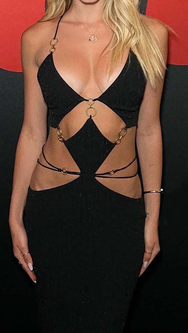 AIIZIE CUTOUT CHAIN MAXI DRESS IN BLACK - product image