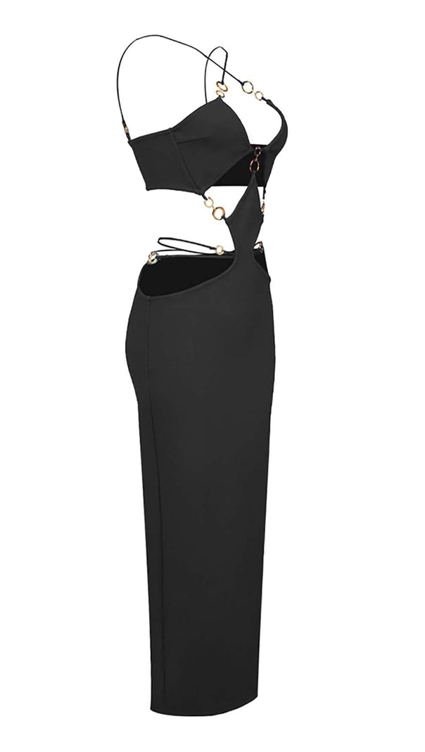 AIIZIE CUTOUT CHAIN MAXI DRESS IN BLACK - product image