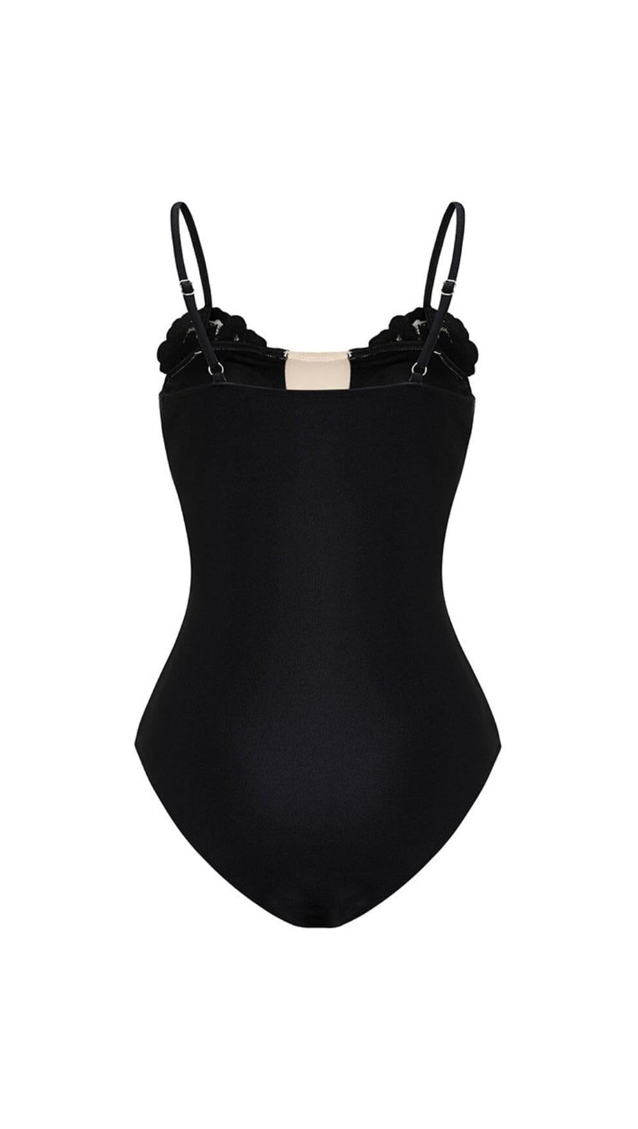 RHINESTONES FLOWER DECOR ONE PIECE SWIMSUIT