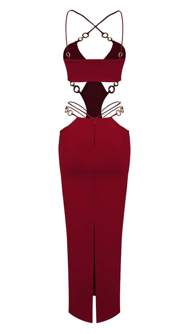 AIIZIE CUTOUT CHAIN MAXI DRESS IN RED - product image