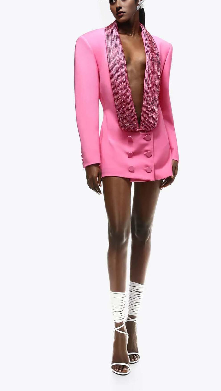 CUTOUT CRYSTAL-EMBELLISHED MINI DRESS IN PINK