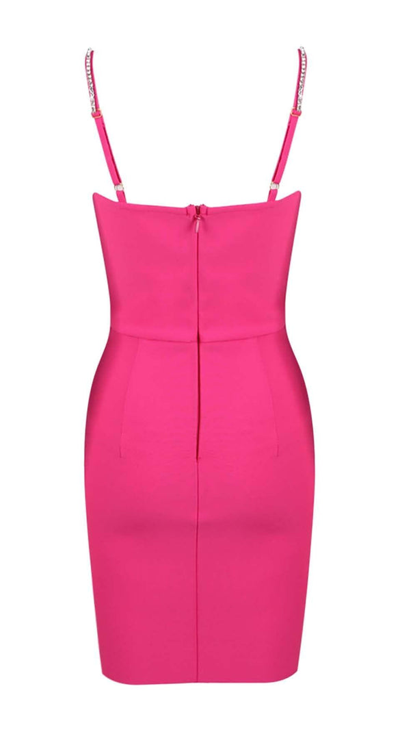 AIIZIE DIAMOND BANDAGE SPAGHETTI STRAP MINI DRESS IN RED - product image