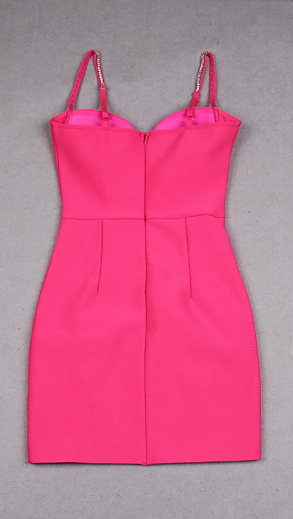 AIIZIE DIAMOND BANDAGE SPAGHETTI STRAP MINI DRESS IN RED - product image