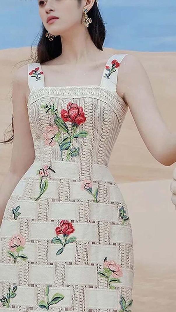 AIIZIE FLORAL PRINT STRAP MINI DRESS IN WHITE - product image