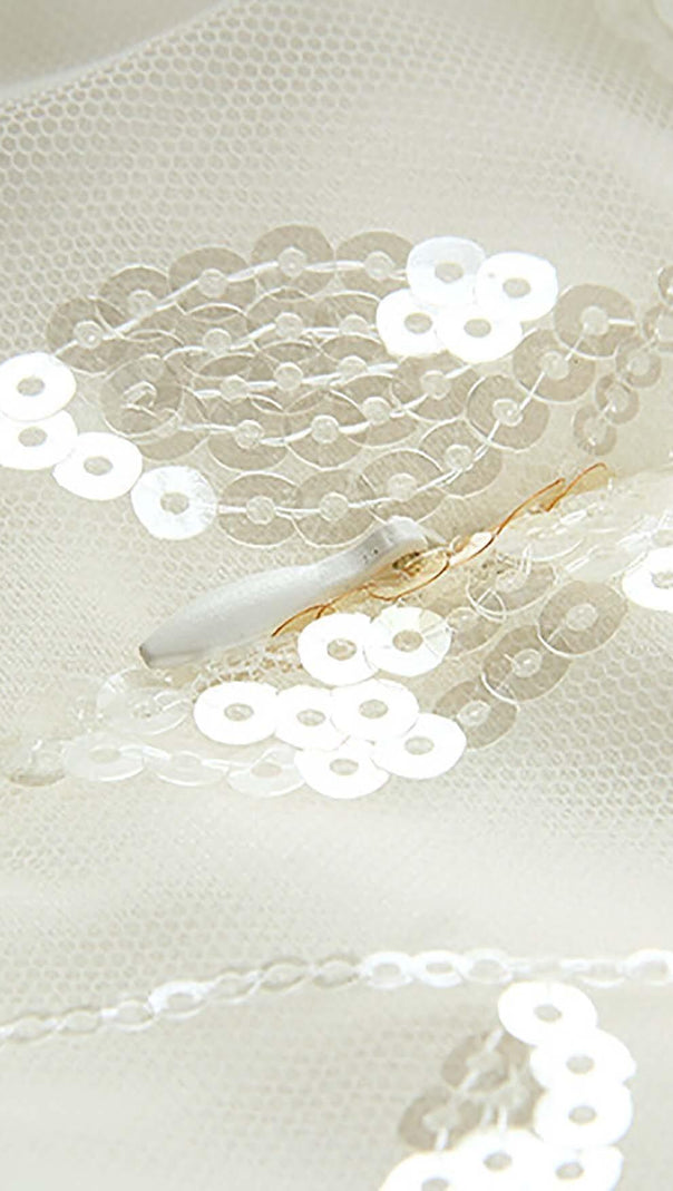 AIIZIE FLORAL SEQUINED MINI DRESS IN WHITE - product image