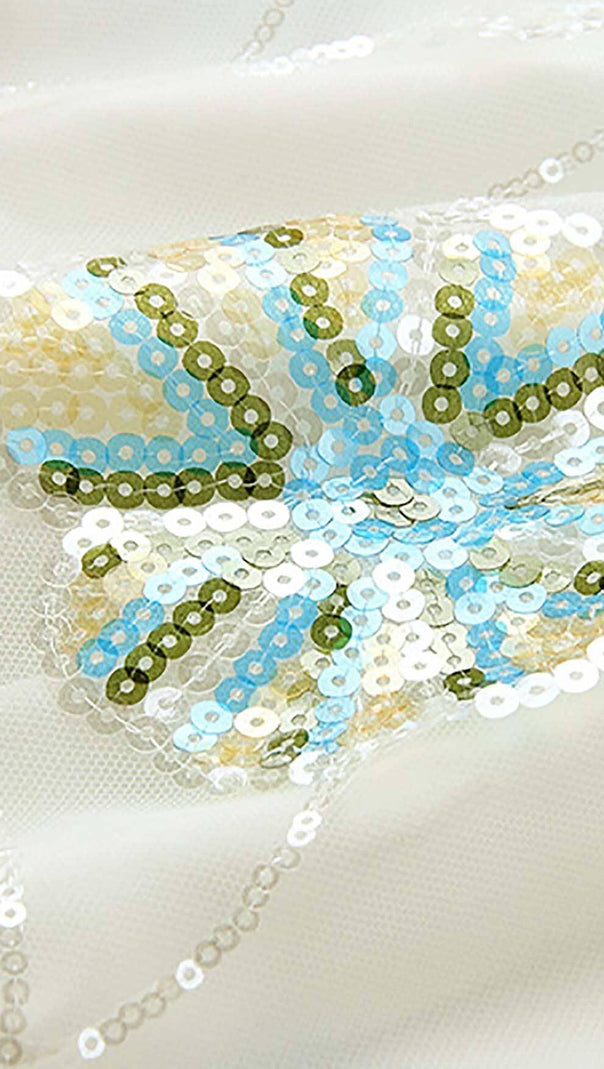 AIIZIE FLORAL SEQUINED MINI DRESS IN WHITE - product image
