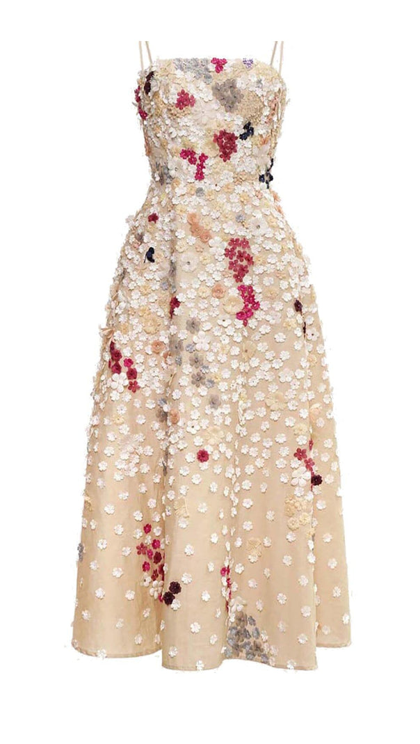 AIIZIE FLOWER RHINESTONE SUSPENDER DRESS IN WHITE - product image