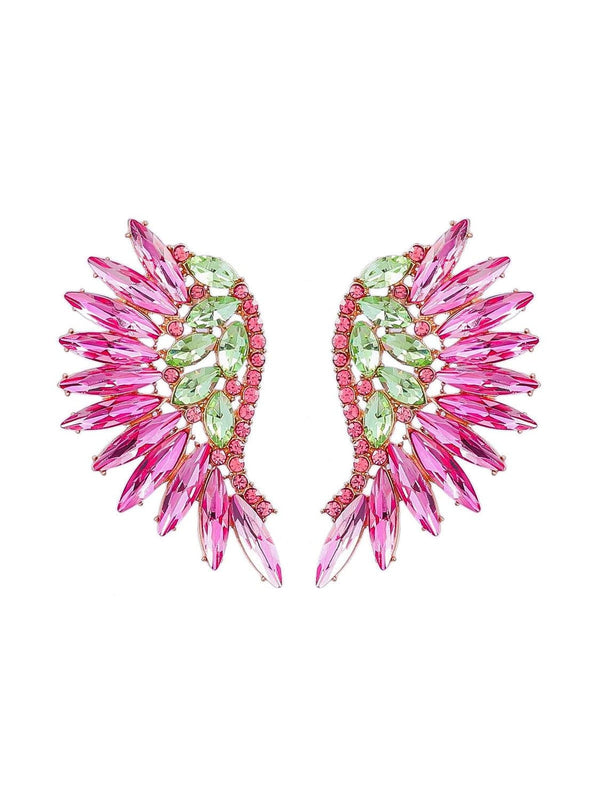 Alegria Pink Rainbow Rhinestone Earrings