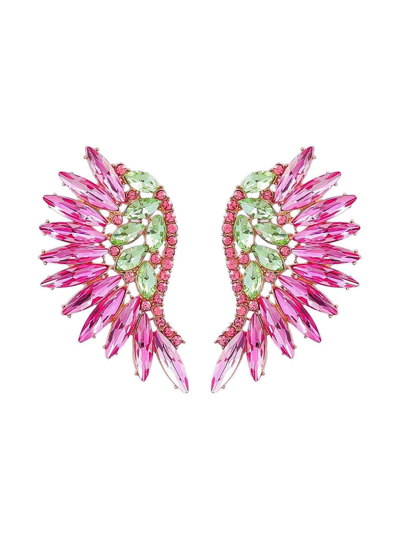 Alegria Pink Rainbow Rhinestone Earrings