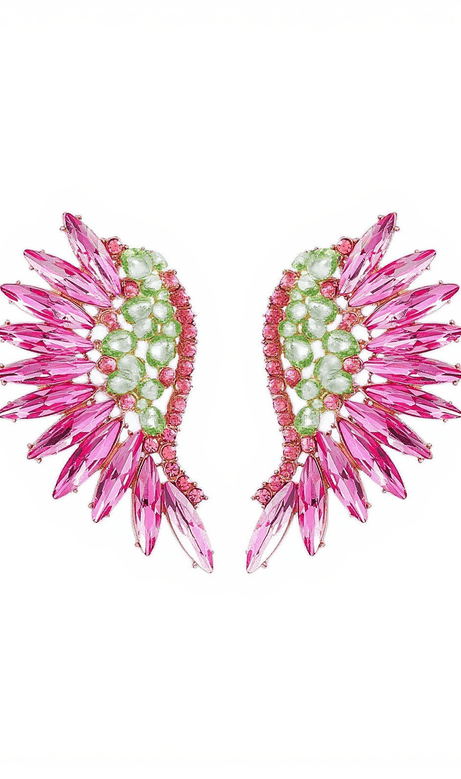 Alegria Pink Rainbow Rhinestone Earrings