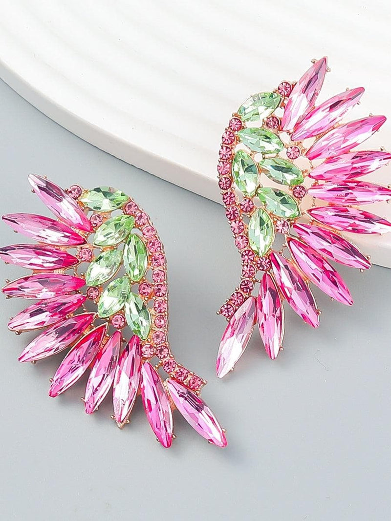 Alegria Pink Rainbow Rhinestone Earrings