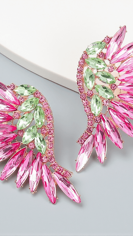 ALEGRIA PINK RAINBOW RHINESTONE EARRINGS