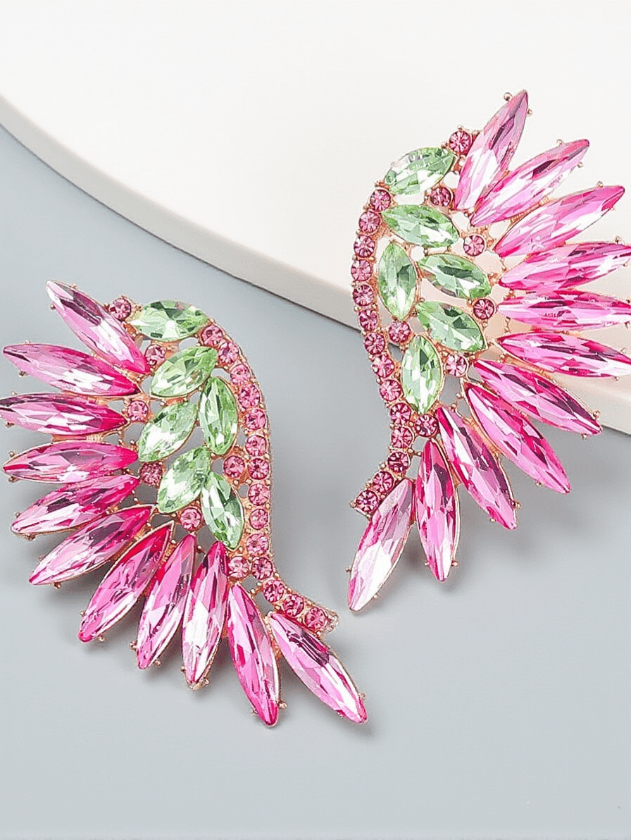 ALEGRIA PINK RAINBOW RHINESTONE EARRINGS