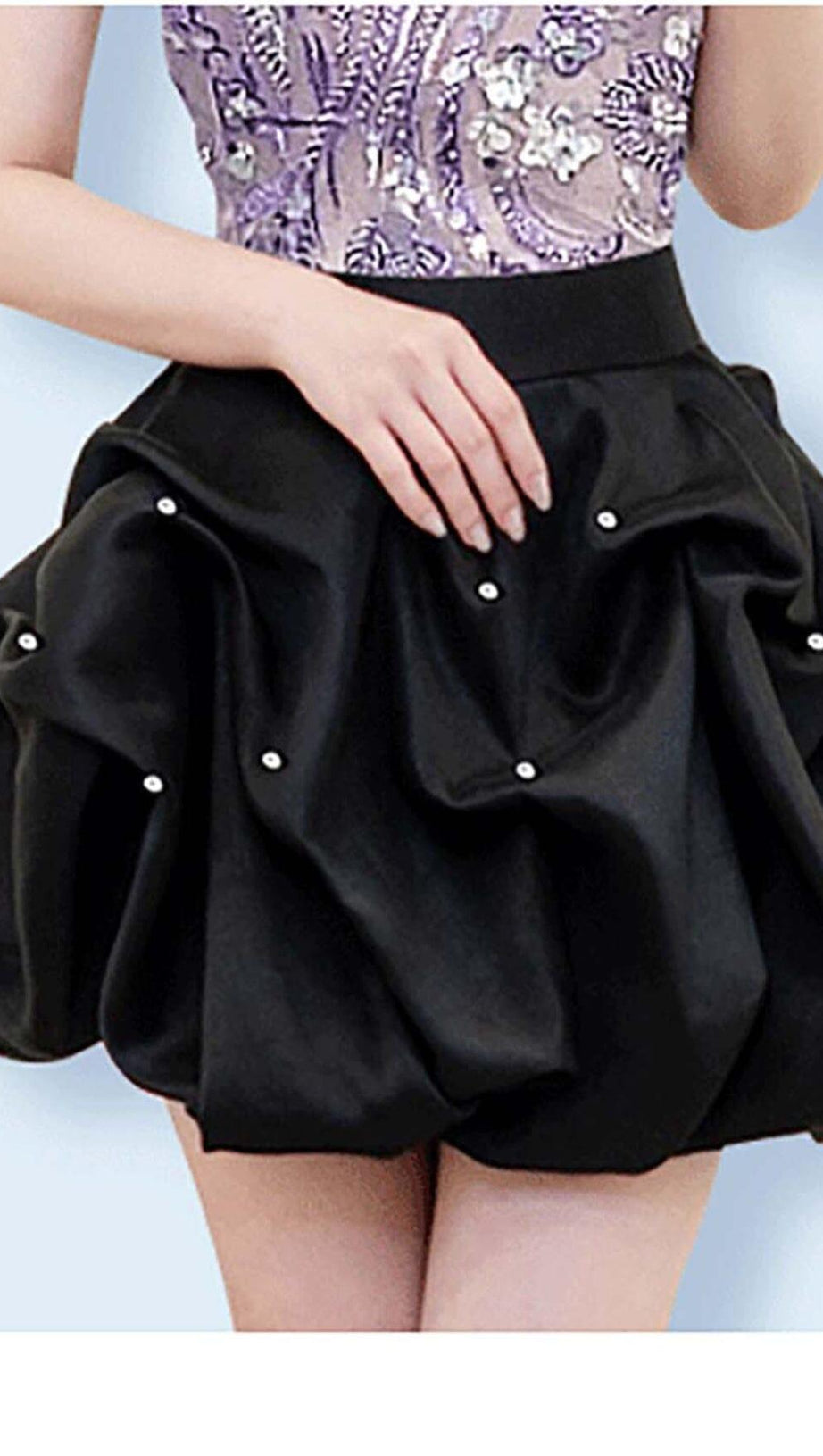 HANGING NECK BUD MINI DRESS IN OMBRE PURPLE