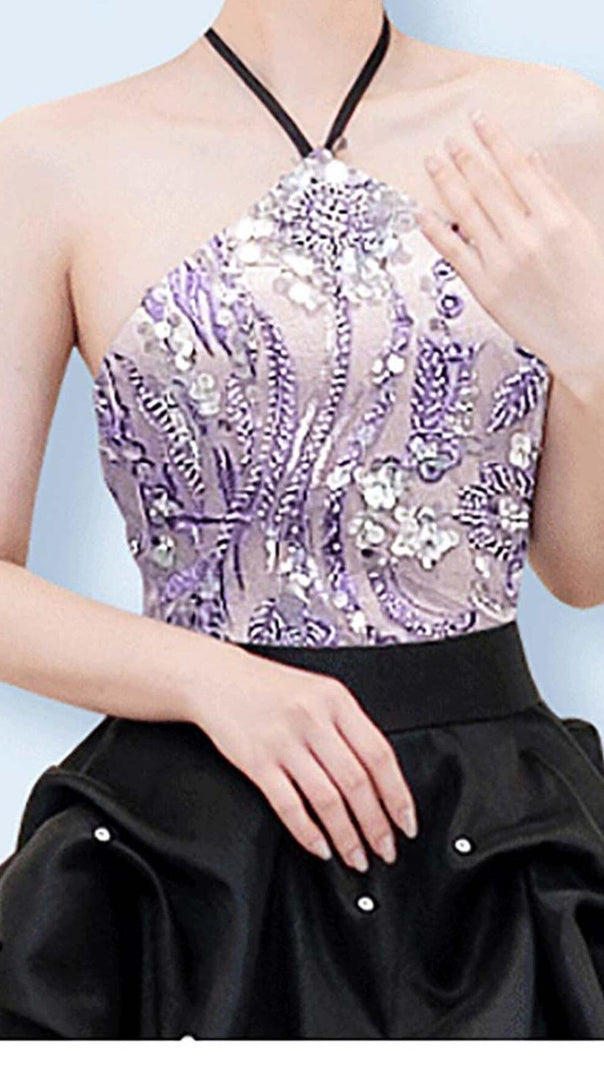 AIIZIE HANGING NECK BUD MINI DRESS IN OMBRE PURPLE - product image