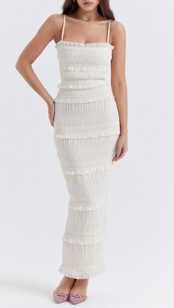 AIIZIE IVORY SEQUIN PLEAT MAXI DRESS - product image