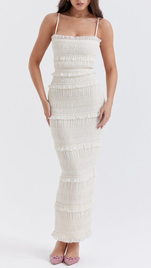 AIIZIE IVORY SEQUIN PLEAT MAXI DRESS - product image