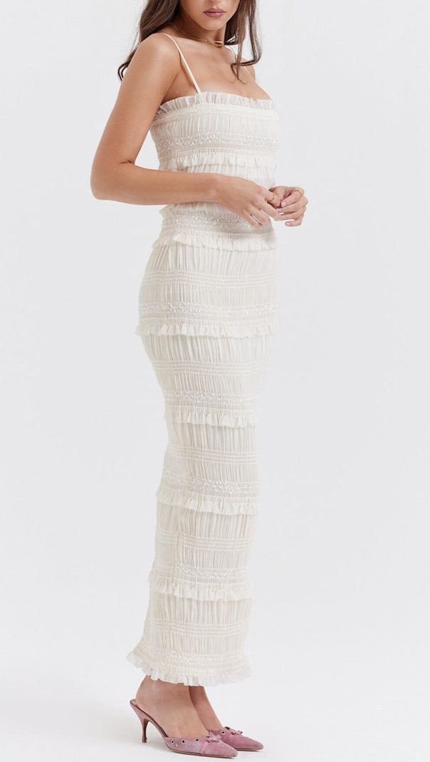 AIIZIE IVORY SEQUIN PLEAT MAXI DRESS - product image