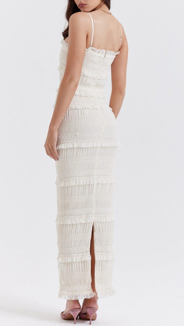 AIIZIE IVORY SEQUIN PLEAT MAXI DRESS - product image