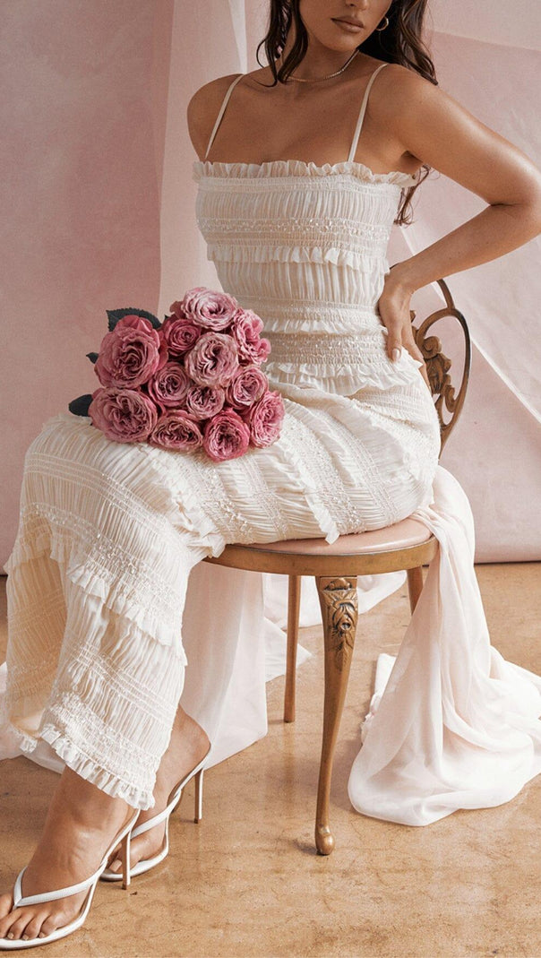 AIIZIE IVORY SEQUIN PLEAT MAXI DRESS - product image