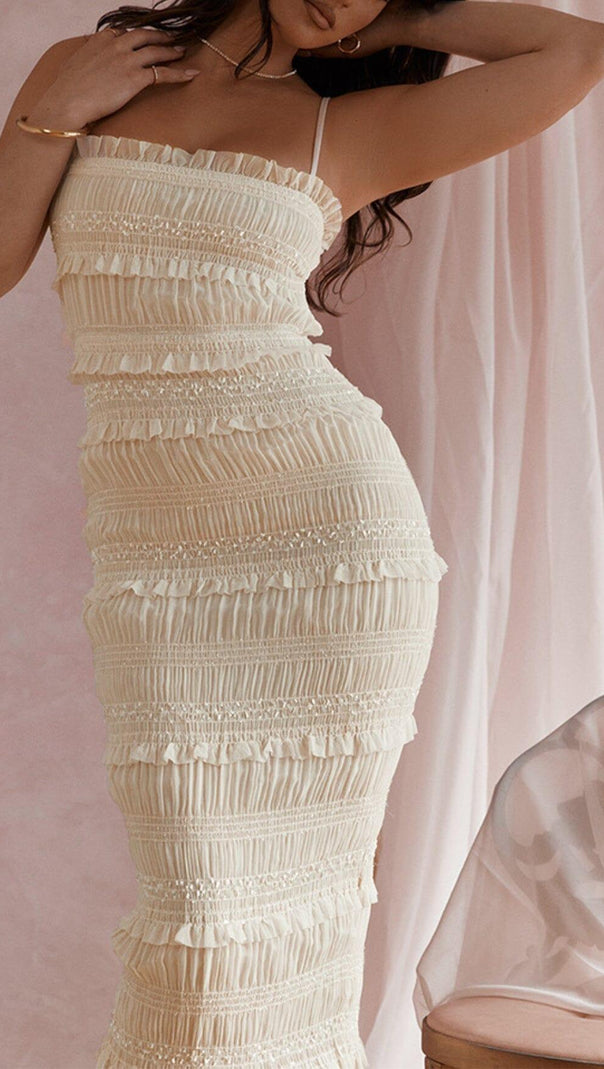 AIIZIE IVORY SEQUIN PLEAT MAXI DRESS - product image