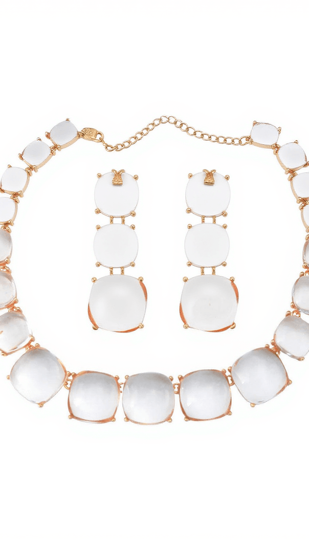 AIIZIE ARTSY SQUARE RHINESTONE LONG DROP NECKLACE SET - product image