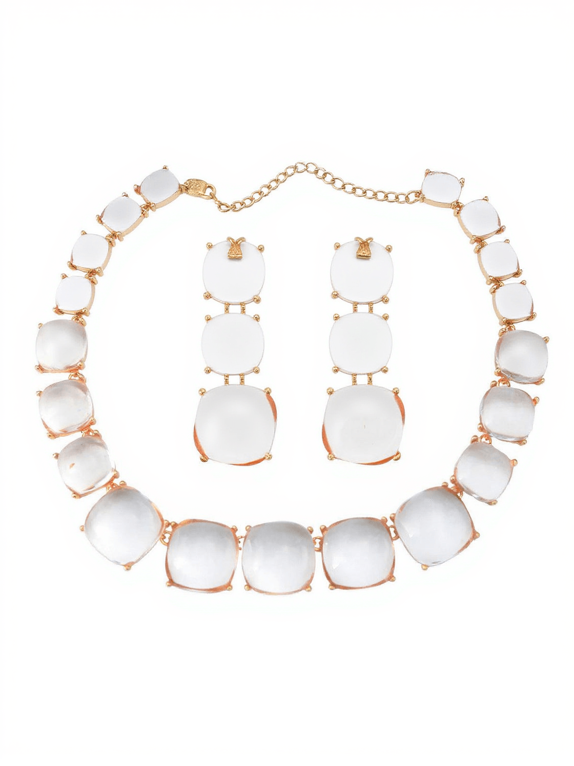 Artsy – Halsketten-Set mit langen Tropfen und quadratischem Strass