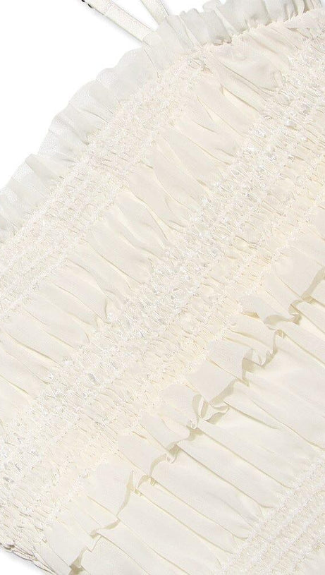 IVORY SEQUIN PLEAT MAXI DRESS