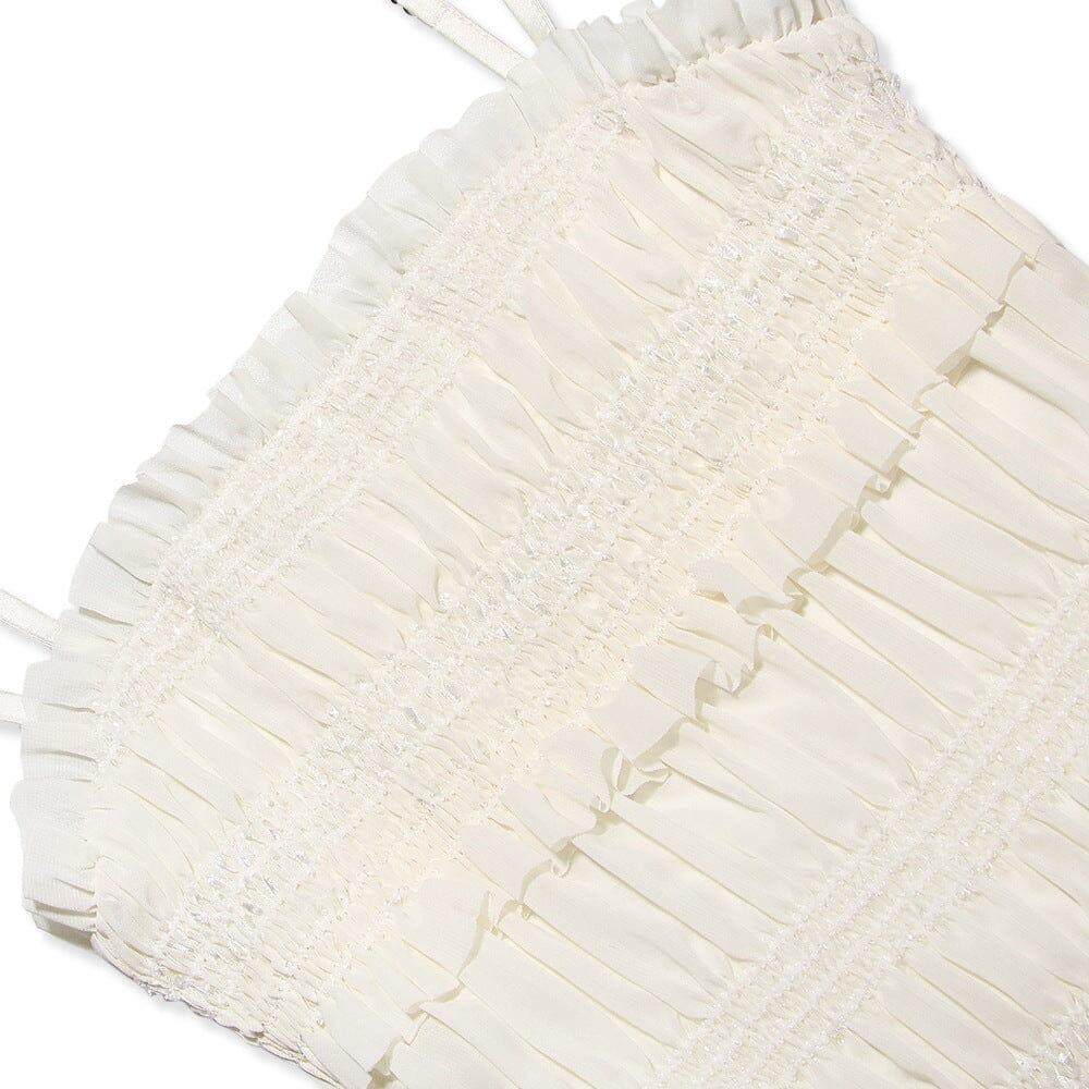 Ivory Sequin Pleat Maxi Dress