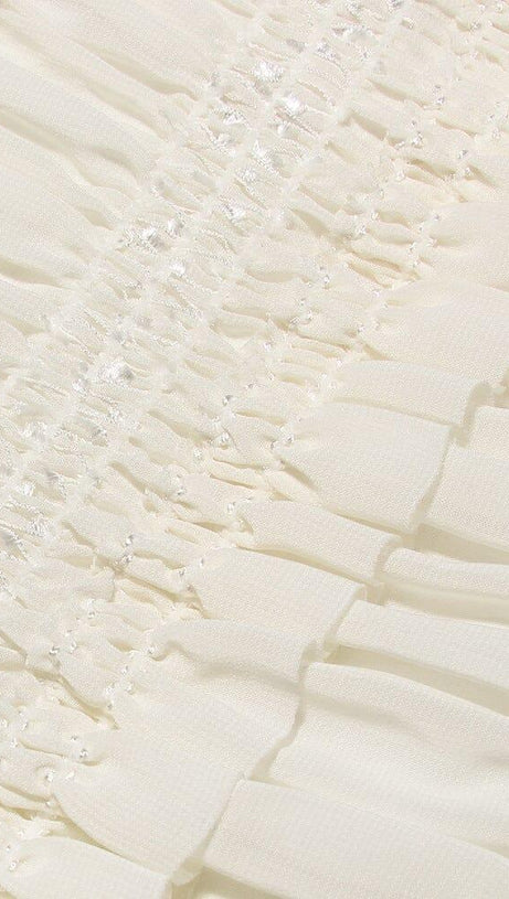 IVORY SEQUIN PLEAT MAXI DRESS