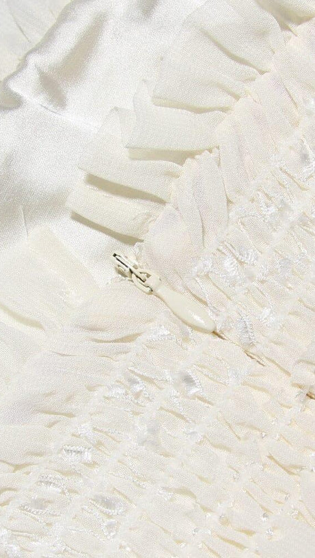 IVORY SEQUIN PLEAT MAXI DRESS