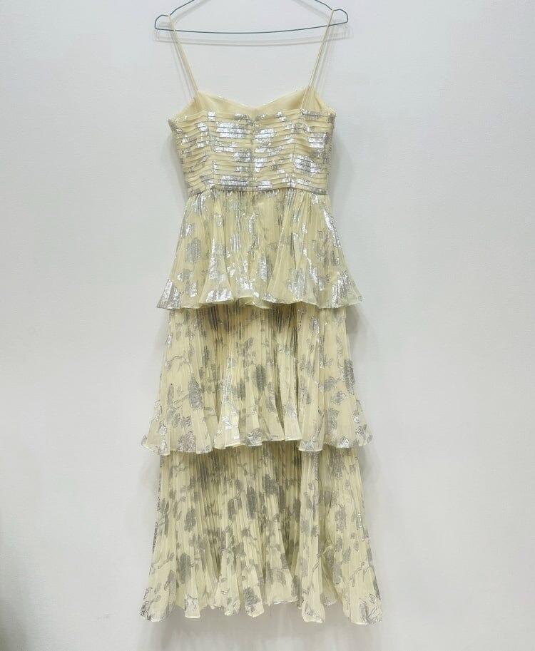 AIIZIE JACQUARD TIERED MIDI DRESS IN GRAY - product image