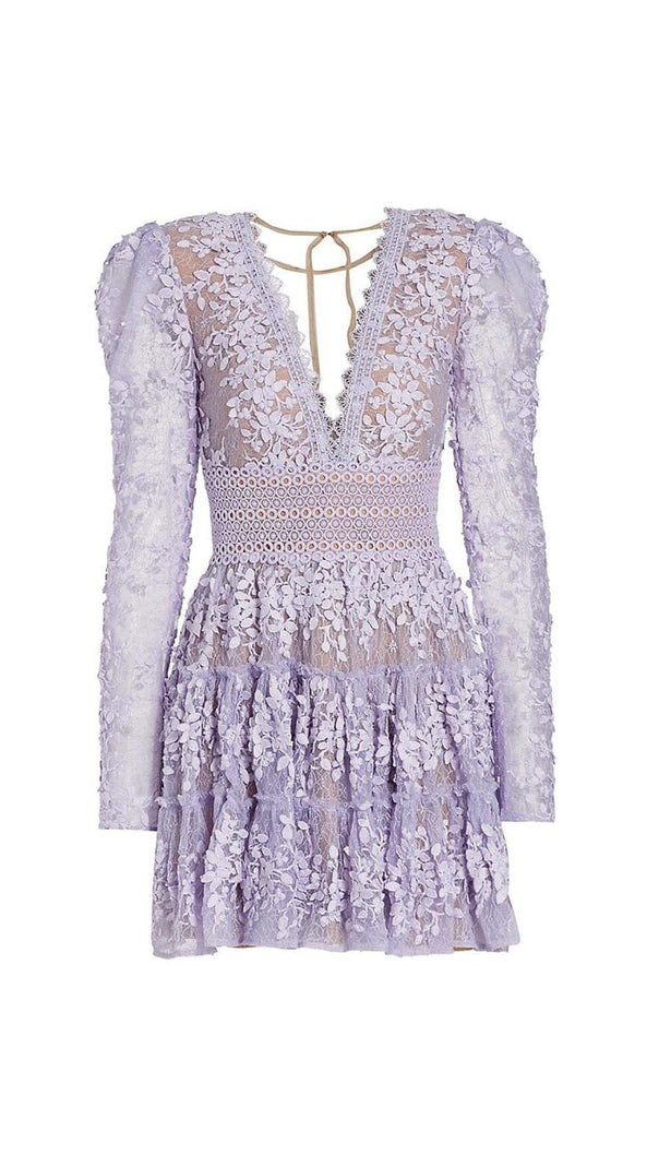AIIZIE LACE EMBROIDERY MINI DRESS IN LILAC - product image