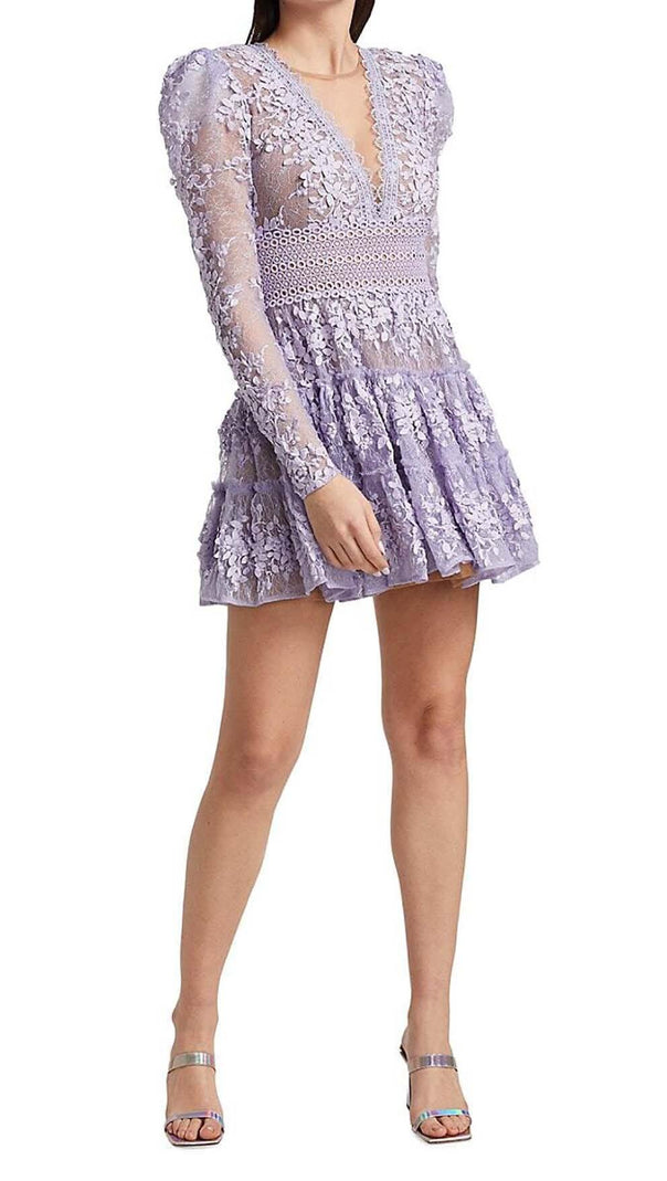 AIIZIE LACE EMBROIDERY MINI DRESS IN LILAC - product image