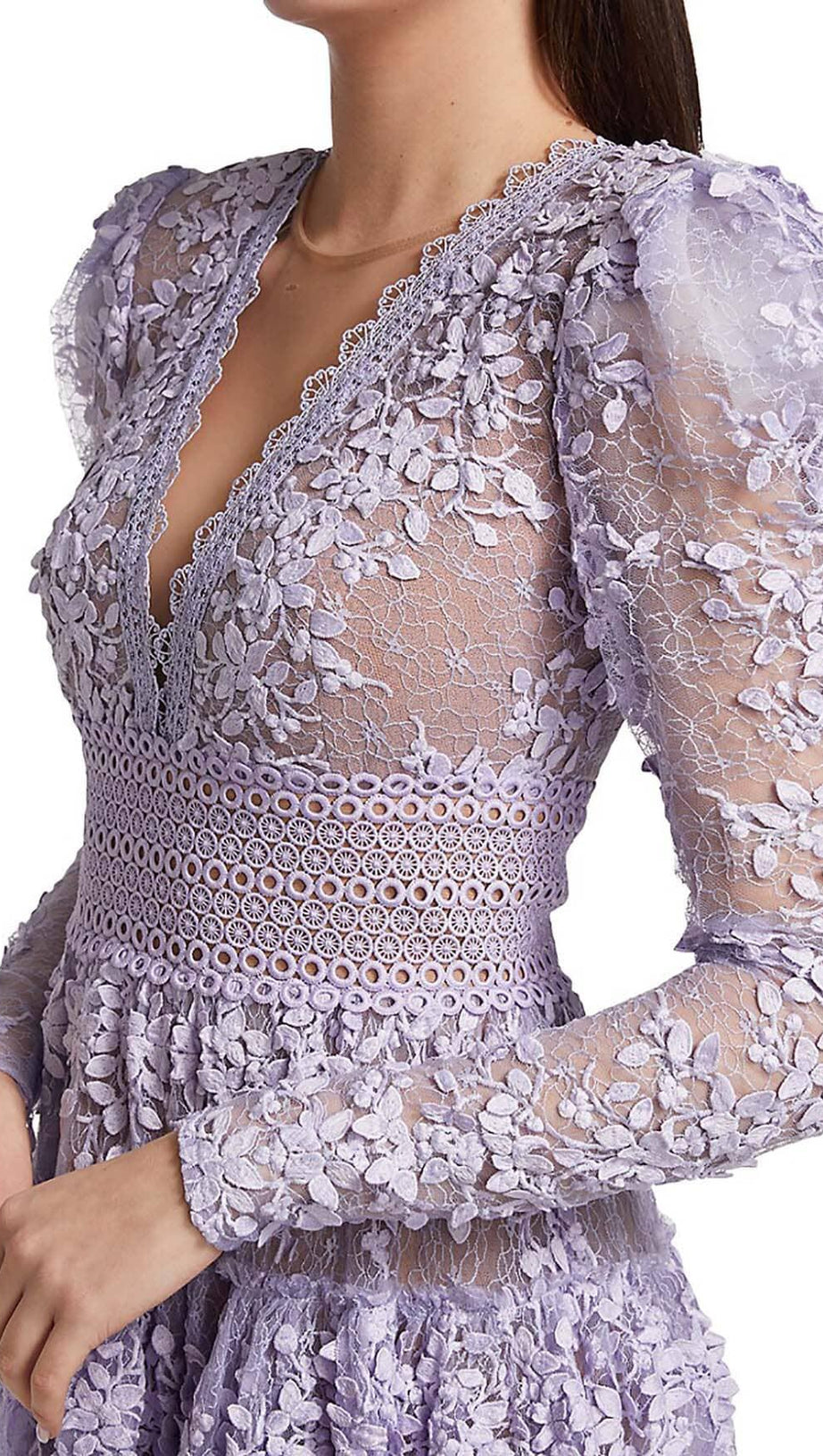 LACE EMBROIDERY MINI DRESS IN LILAC