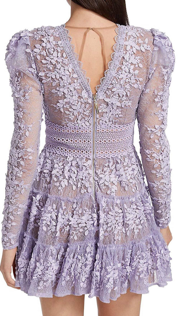 AIIZIE LACE EMBROIDERY MINI DRESS IN LILAC - product image