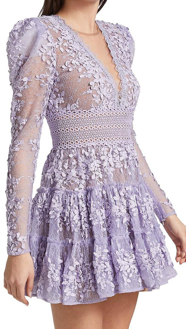 AIIZIE LACE EMBROIDERY MINI DRESS IN LILAC - product image
