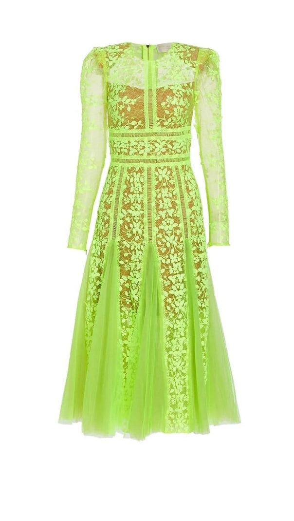 AIIZIE LACE PLATED MIDI DRESS IN GREEN - product image