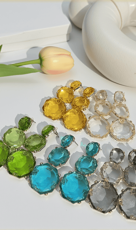 Artsy Rhinestone Long Drop Earrings
